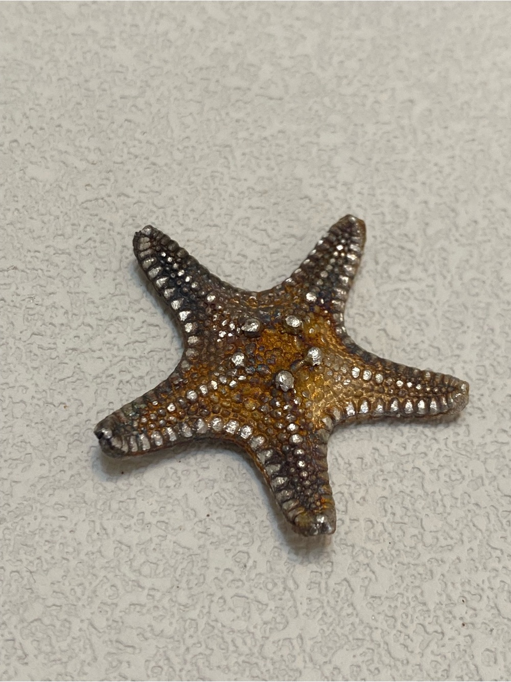 Multicolor Starfish Pendant, Oxidized Silver, handmade Jewelry